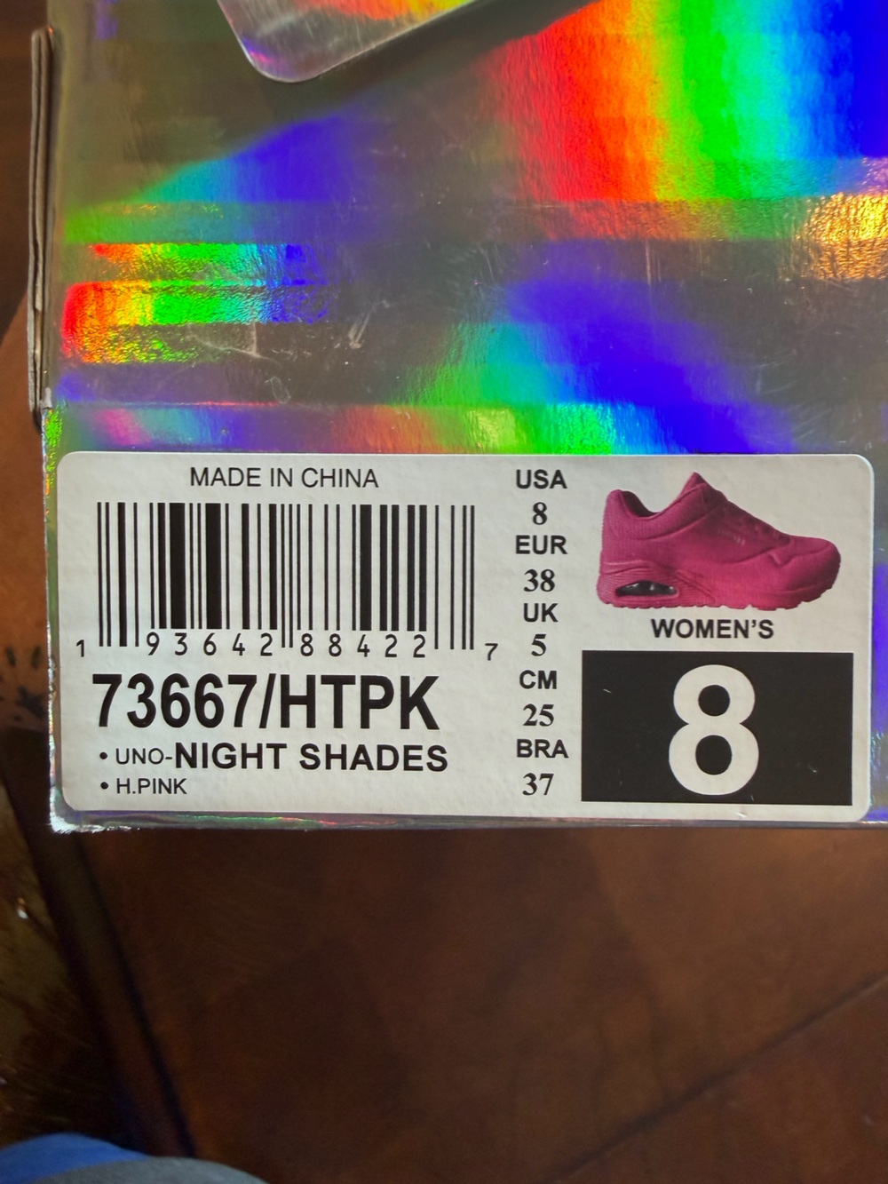 Skechers UNO Night Shades Hot Pink Sneakers Size 8 NIB 💗 - Picture 6 of 6